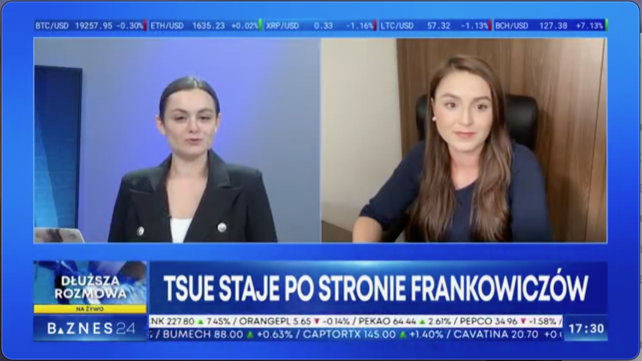 Mec. Karolina Pilawska w programie „Dłuższa Rozmowa” w telewizji BIZNES24 o wyroku TSUE z 8 września 2022 roku