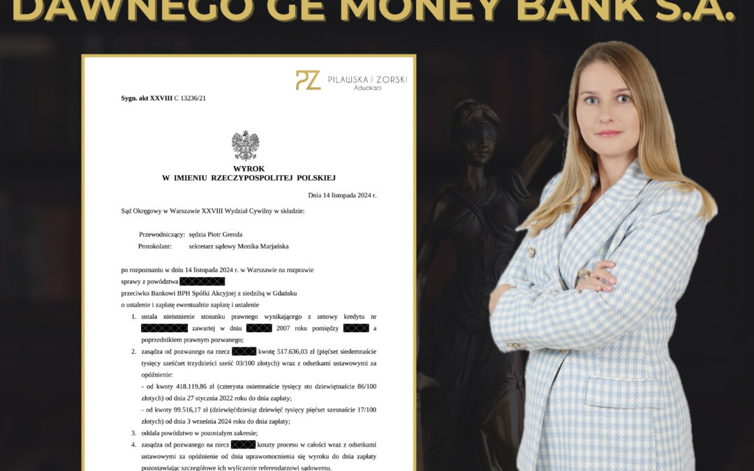 KREDYT FRANKOWY Z 2007 ROKU – WYGRANA Z BANKIEM BPH S.A.