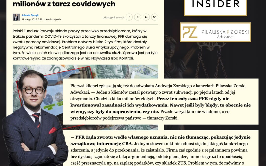 PFR pozywa polskie firmy – komentarz adw. Andrzeja Zorskiego dla Business Insider