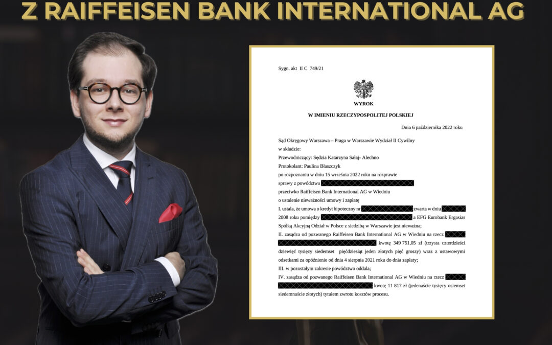 FRANKOWICZE – KOLEJNA PRAWOMOCNA WYGRANA Z RAIFFEISEN BANK INTERNATIONAL AG