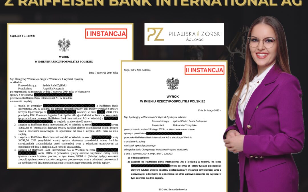 KREDYT FRANKOWY –  PRAWOMOCNA WYGRANA Z RAIFFEISEN BANK INTERNATIONAL AG
